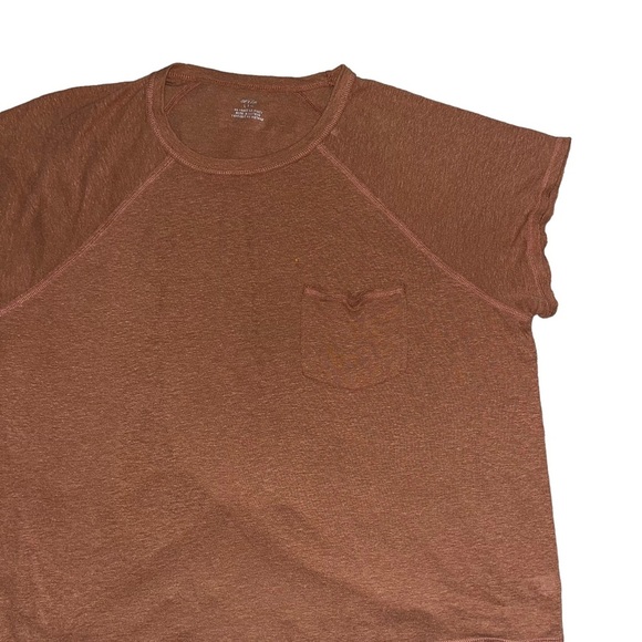 Aerie Linen Blend Oversized Burnt Orange Pocket Tee Size L - Picture 2 of 4